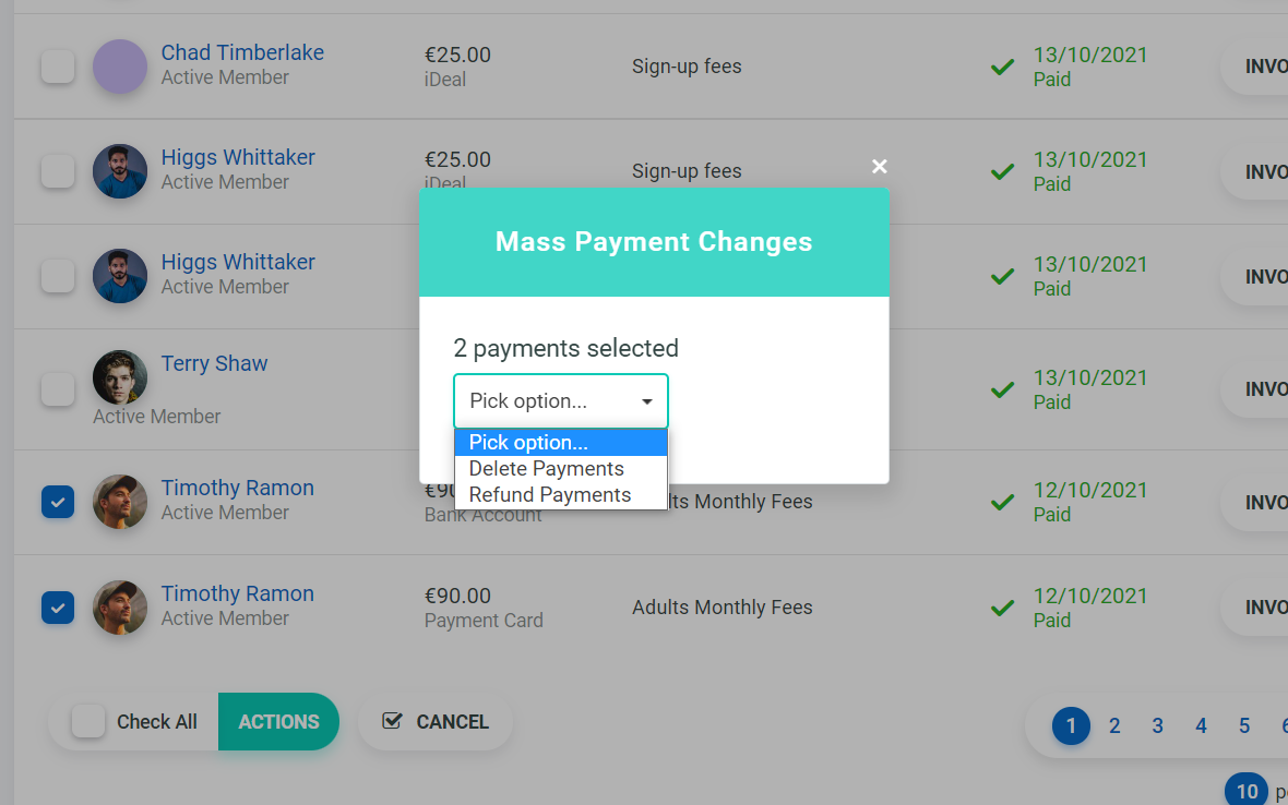 Mass payment operations