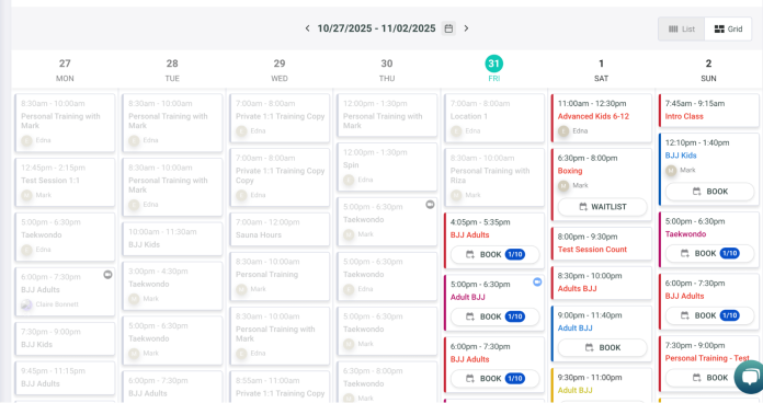 New Gymdesk schedule