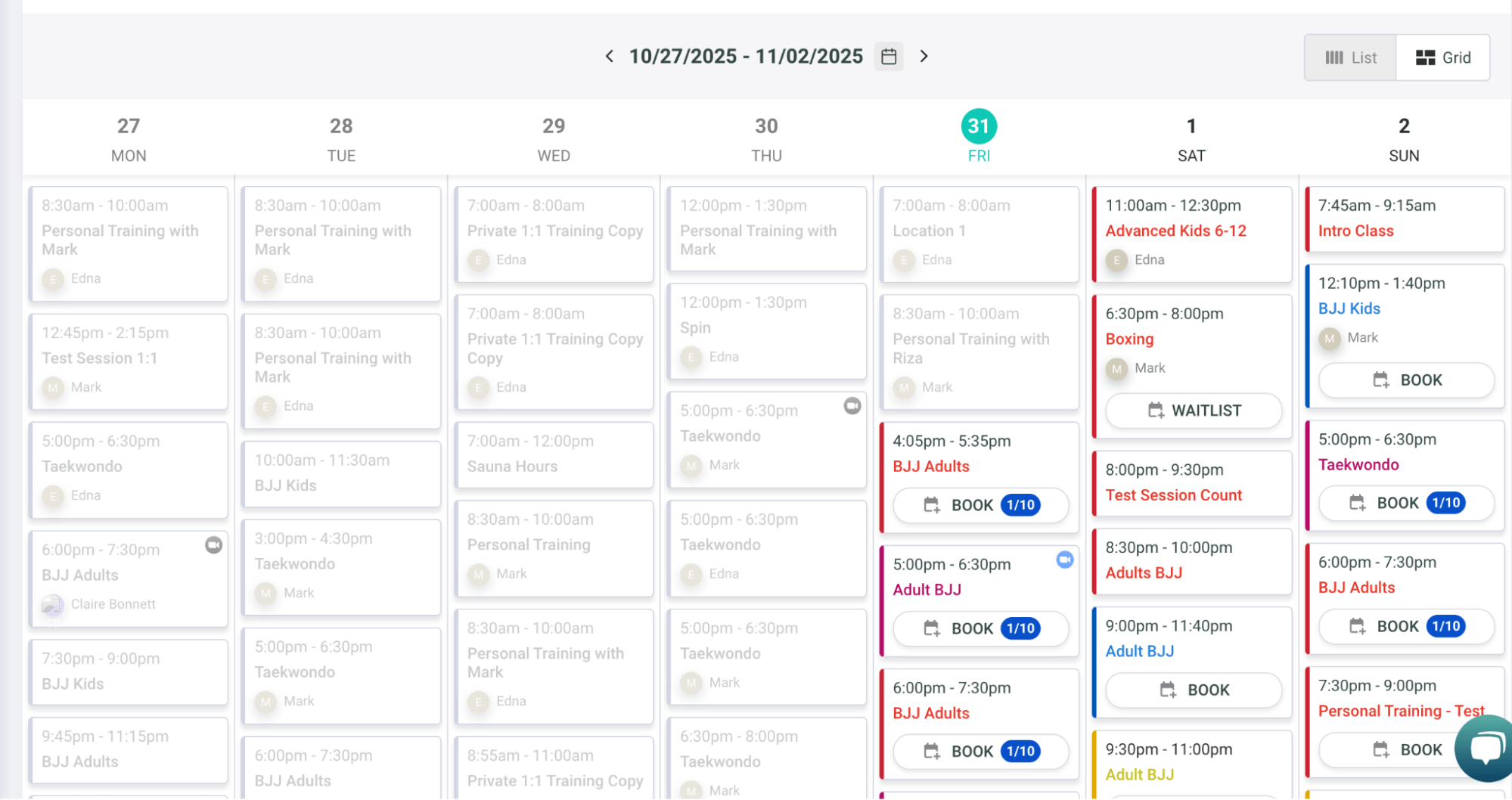 New Gymdesk schedule