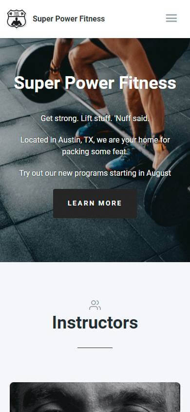 Mobile gym website