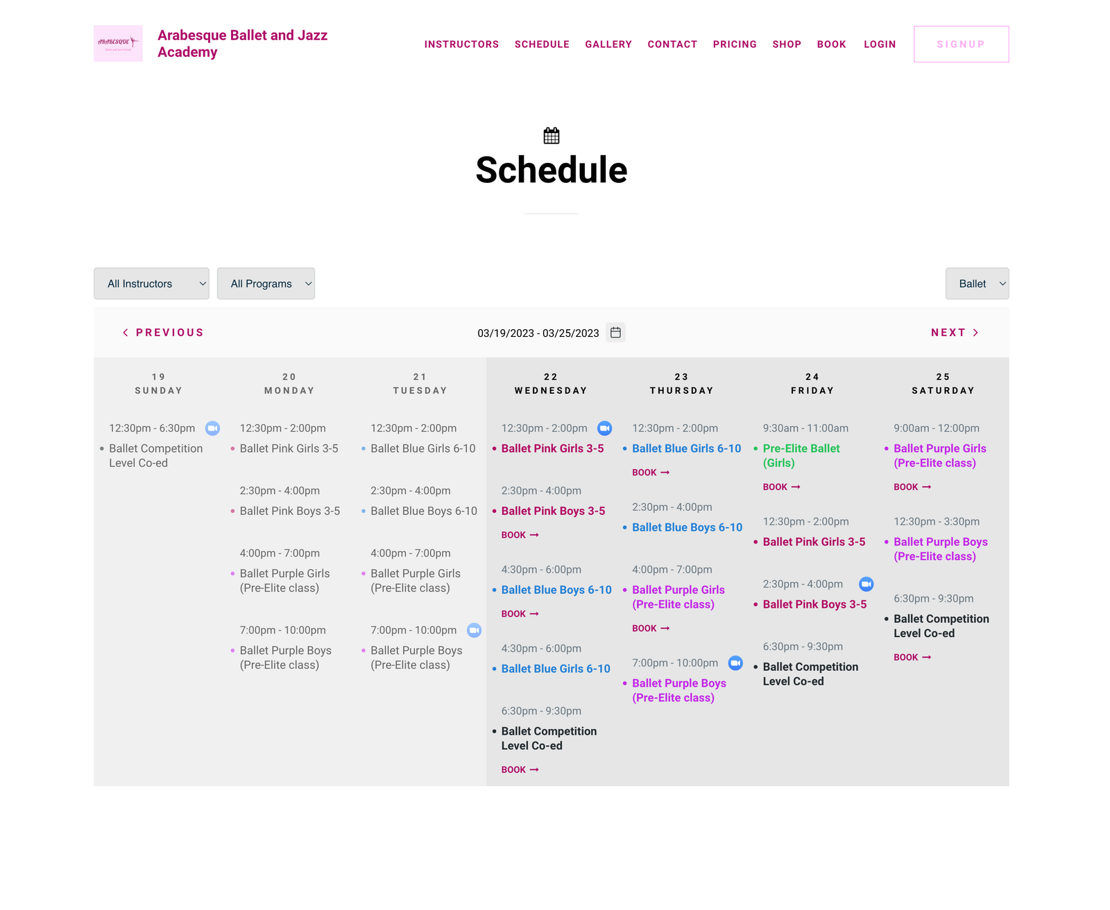 dance studio software schedule builder